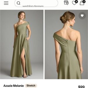 Azazie Melanie One-Shoulder Dress in PISTACHIO